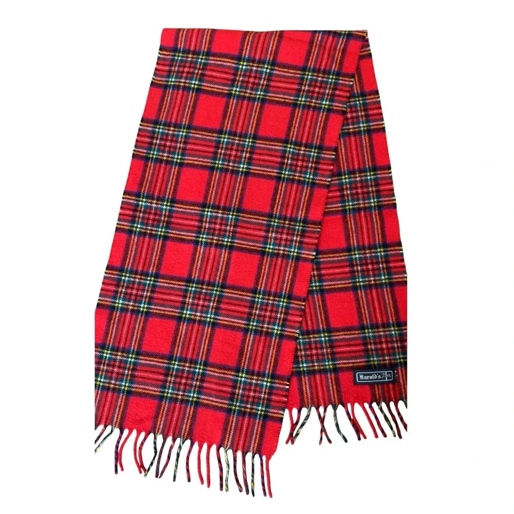 Harold's Wool Red Tartan Plaid Scarf